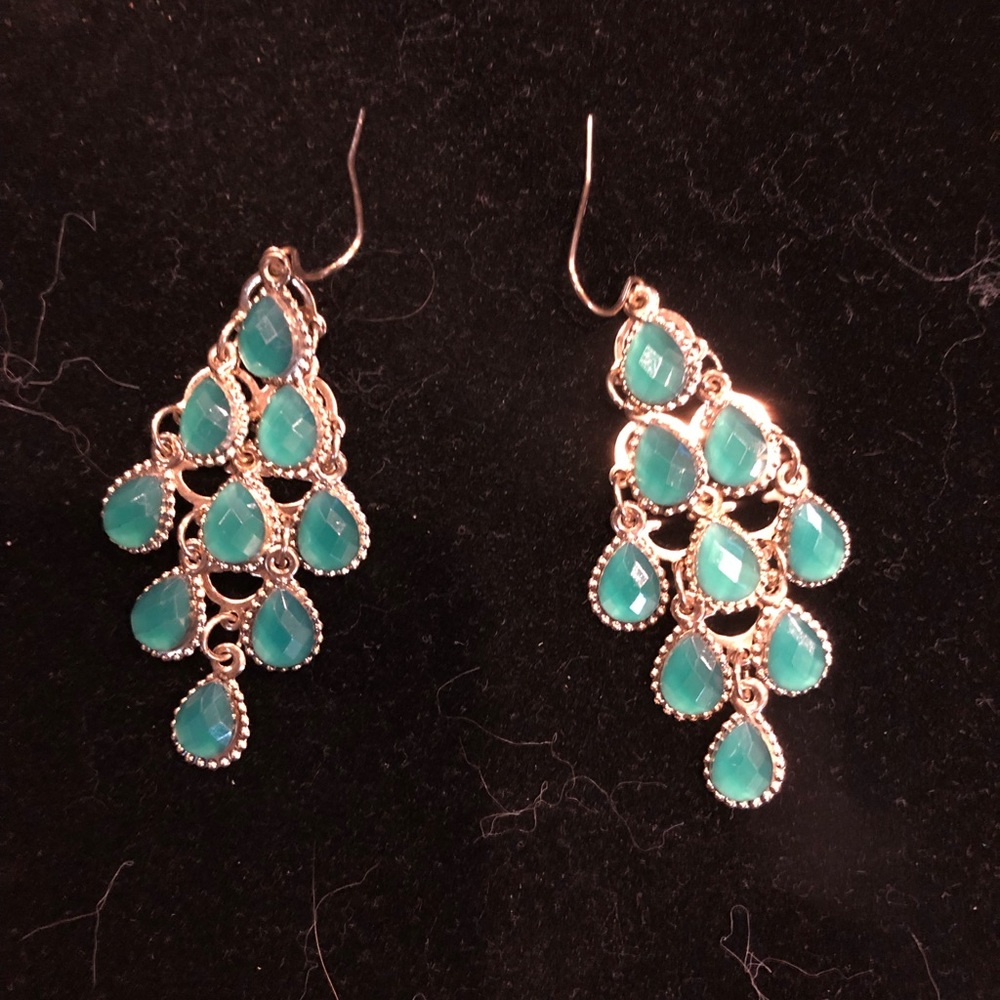 Green small chandelier earrings